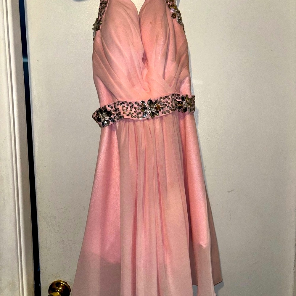Elegant Pink Gown with Embellished Details